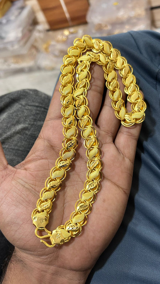 GOLD PLATED LOTUS CHAIN FOR MEN'S